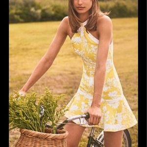 NWT- Alexis Solana Yellow Jacquard Mini Dress Size M